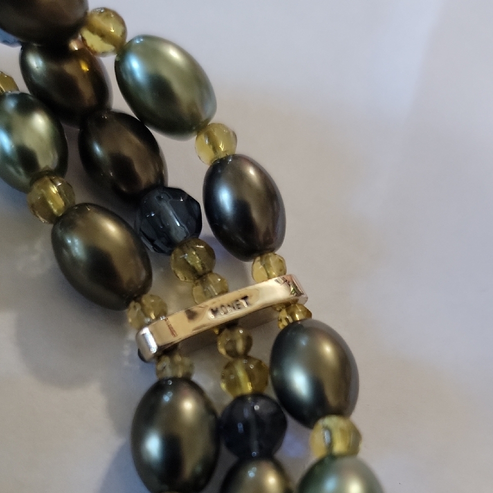 Monet Green and Black Beaded Bracelet with Multi-Strand Design - Picture 3 of 3